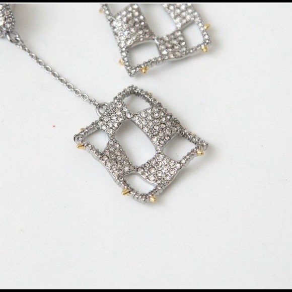 Alexis Bittar Shimmering Modern Pavé Crystal Checkerboard Drop Chain Earrings - Picture 5 of 12